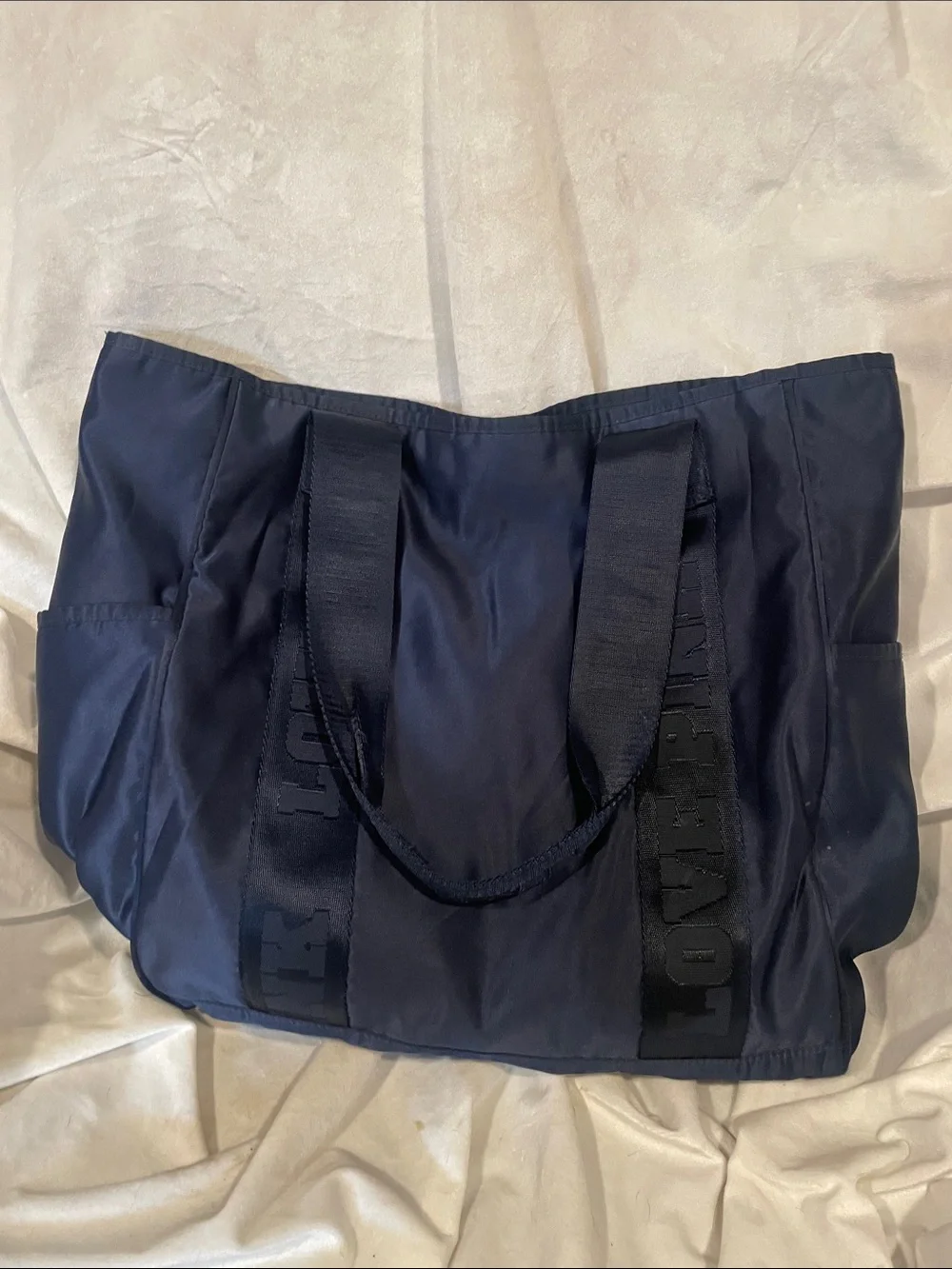 Y2K PINK Victoria's Secret Navy Blue University Tote with Front Zip Pocket B138